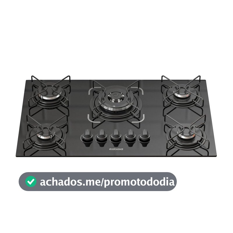 Cooktop 5 Bocas a Gás GLP Itatiaia Tripla Chama Preto Essencial