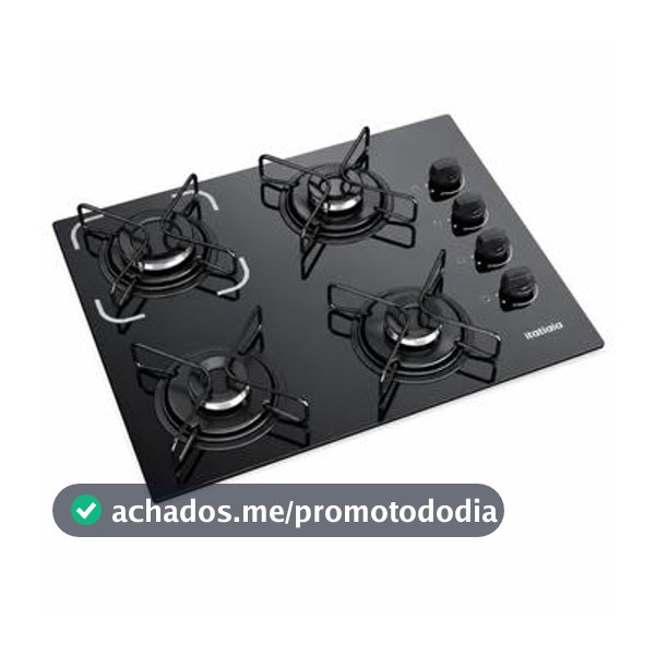 Cooktop Essencial 4 Bocas Mesa Vidro Preto Bivolt Itatiaia