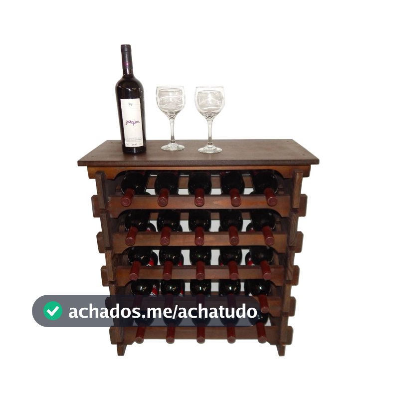 Adega Vinho Madeira 25 Garrafas Tipo Mesinha Cor Imbuia C05 - Cevey Adegas e Artesanatos - Adega de Vinho - Magazine Axadinhos99
