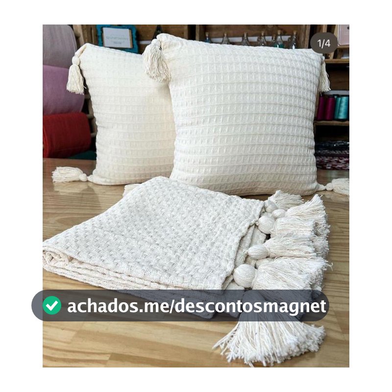 kit Peseira Casal de Luxo e Almofada Pompom 100% Algodão