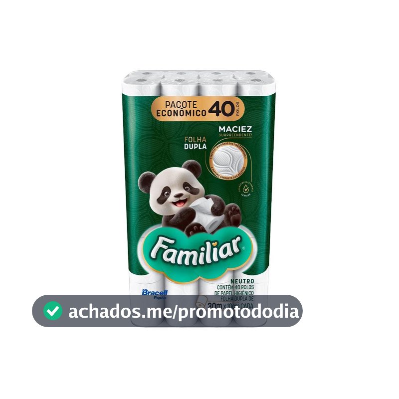 Papel Higiênico Folha Dupla Bracell Familiar 40 Rolos 30m