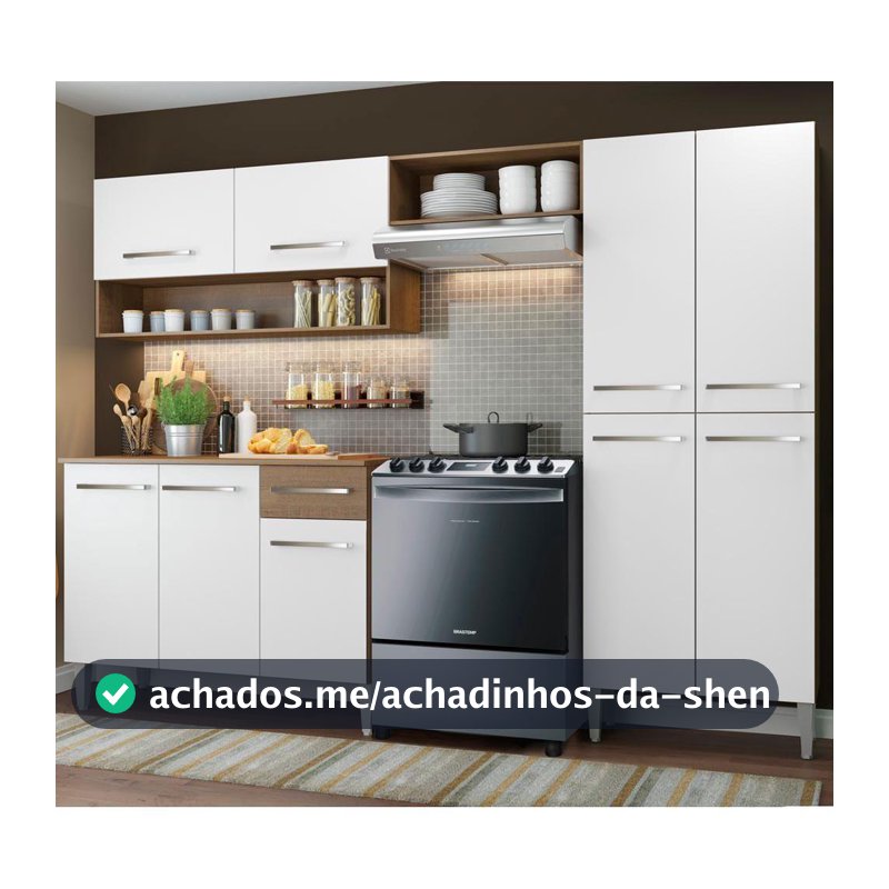 Armário de Cozinha Completa com Armário e Balcão 229cm Emilly Madesa