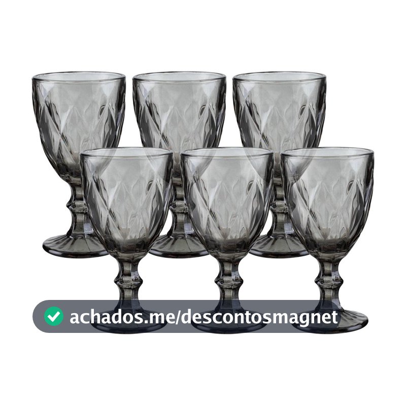 Jogo de Taças para Bebidas de Vidro 330ml 6 Peças Haus Diamond Empire