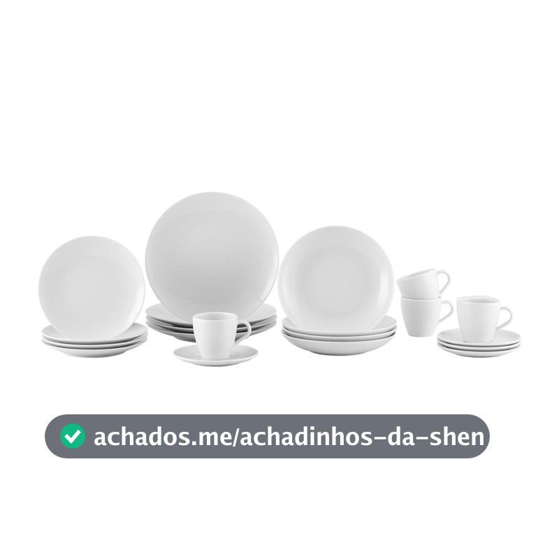Aparelho de Jantar e Chá 20 Peças Tramontina de Porcelana Branco Redondo Silvia