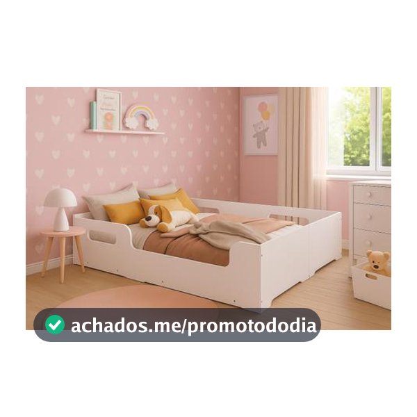 Cama Montessoriana Infantil Casal Princesa Menina Moderna 100% Mdf - Branco