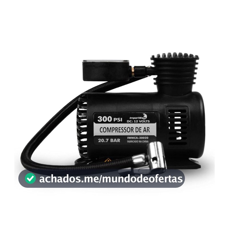 Mini Compressor Ar 300psi 12v P/ Pneu Carro Moto Bicicleta