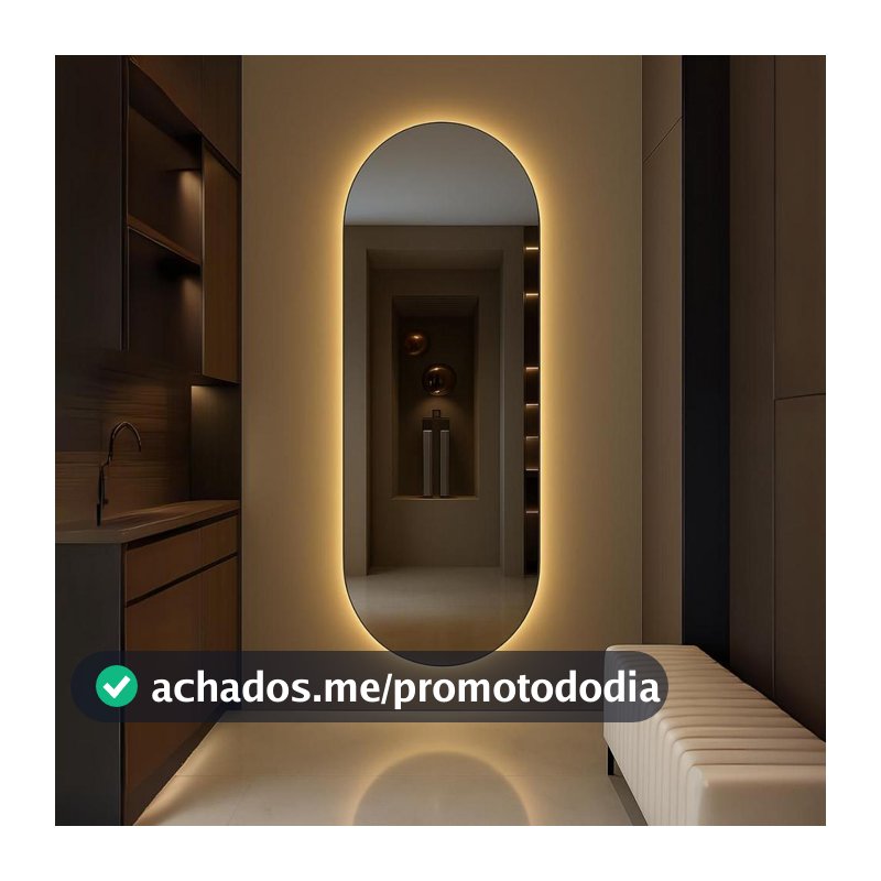 Espelho Lopazzi Oval Grande 150x40 Decoração Corpo Inteiro com LED Luz fria e Luz quente