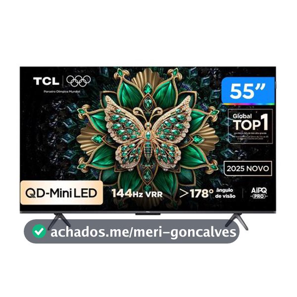 Smart TV 55" TCL 4K UHD MiniLED 55C6K 120Hz Google TV AiPQ Google Assistente 4 HDMI 2 USB