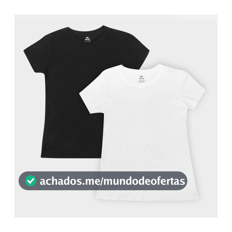 Kit Camiseta Básica Hering Manga Curta Feminina 2 Peças