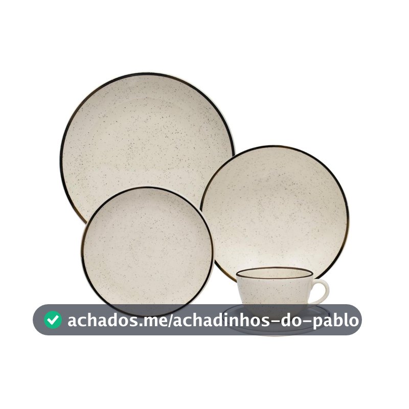Aparelho de Jantar/Chá Oxford Brisa  Cerâmica, 20 Peças, Bege - Aparelho de Jantar