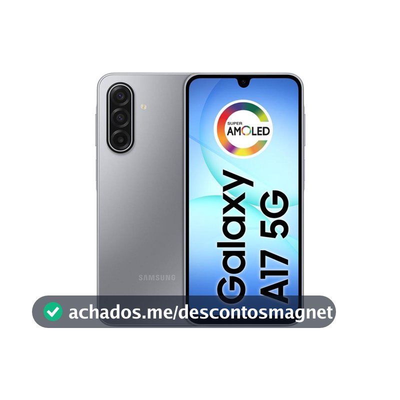Celular Samsung Galaxy A17 256GB 5G 8GB RAM Cinza 6,7" Câm. Tripla + Selfie 13MP - Galaxy A17