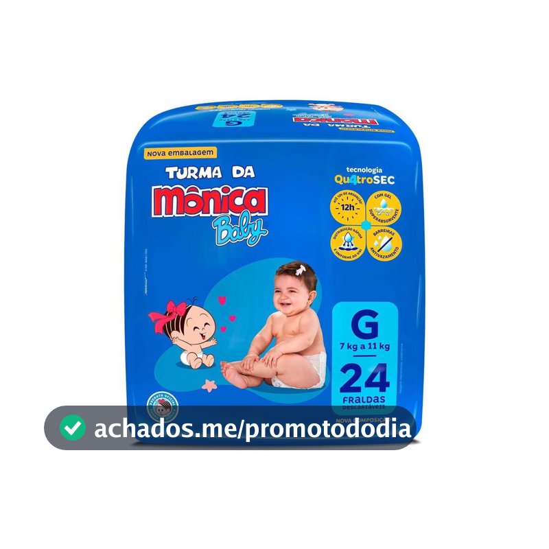 Fralda Turma da Mônica Baby Tam. G 7 a 11kg