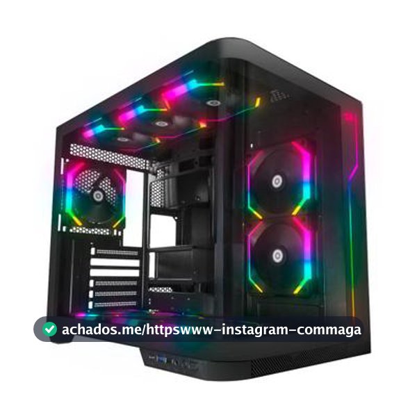 Gabinete Gamer Redragon Wideload Extreme, Mid Tower, ATX, Lateral e Frontal em Vidro Temperado Curvo, Preto - CA-605B