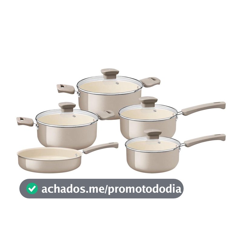 Jogo de Panelas Tramontina Revestimento Cerâmico de Alumínio Linho 5 Peças Veronese