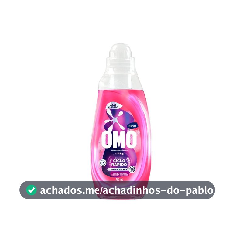 Lava Roupas Líquido Ciclo Rápido OMO Ação Cuidado 750ml