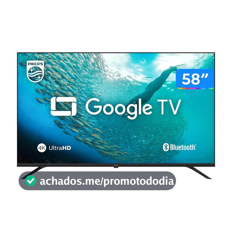 Smart TV 58" 4K UHD LED Philips 58PUG7019/78 Wi-Fi Bluetooth Google Assistente 3 HDMI 2 USB - Smart Tv - Magazine Cacaprom0