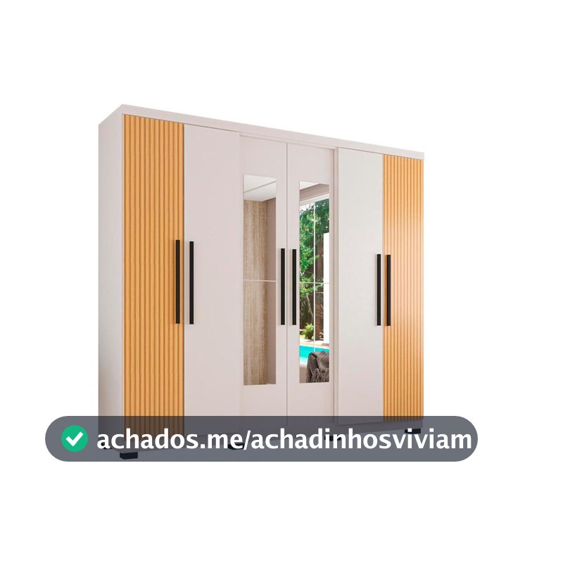 Guarda-roupa Casal com Espelho 6 Portas 4 Gavetas Araplac Braga