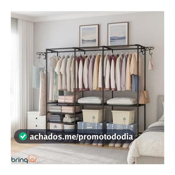 Armario Arara Cabideiro 3 Divisórias Closet Roupas Sapatos