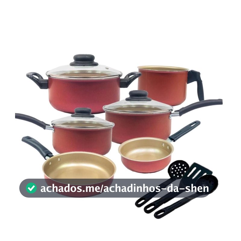 Jogo de Panelas Kit 9 Pçs Antiaderente Tampa Vidro Teflon - Global Aluminio - Jogo de Panelas