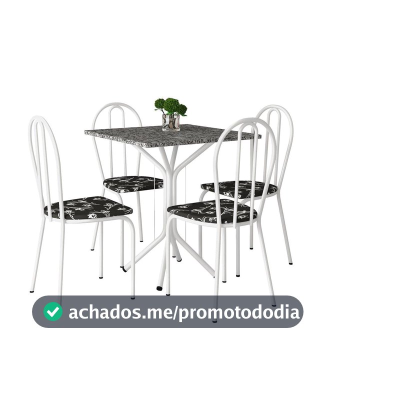 Mesa de Jantar 4 Cadeiras Quadrada Branca Artefamol America Thais