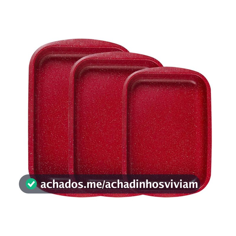 Jogo Assadeiras 3 Peças Antiaderente Cerâmica Vermelho Duralar