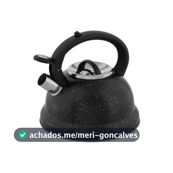 Chaleira Brinox Inox com Apito Preto Marble 2,7L Roma