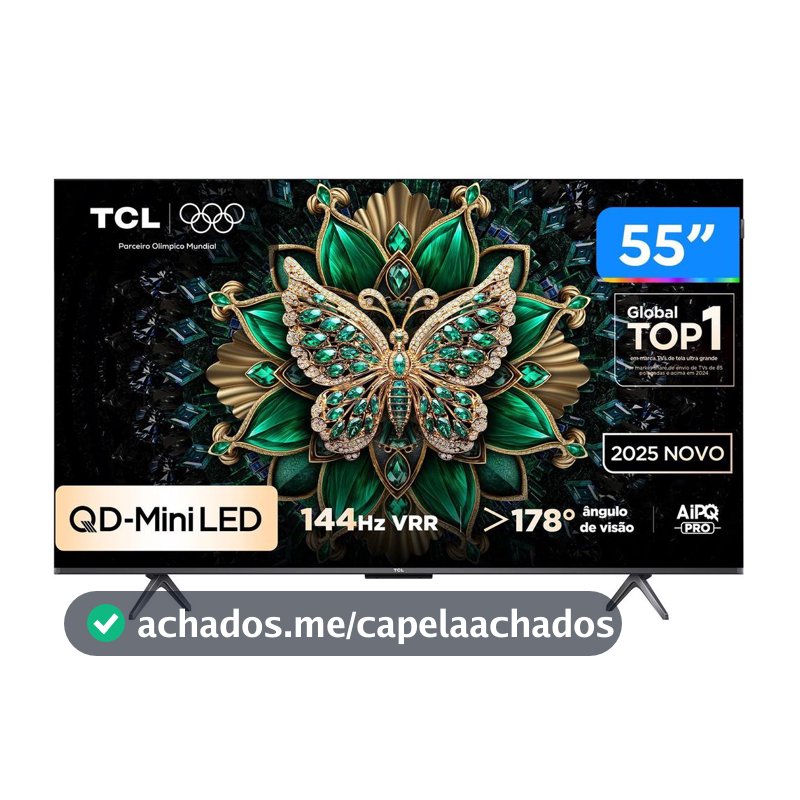 Smart TV 55" TCL 4K UHD MiniLED 55C6K 120Hz Google TV AiPQ Google Assistente 4 HDMI 2 USB - Smart Tv - Magazine Iskandarsouza