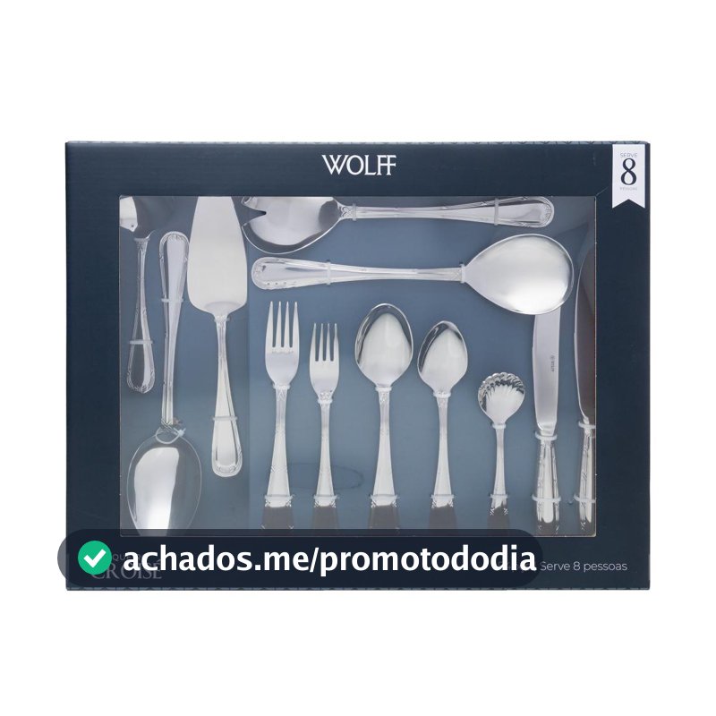 Faqueiro 54 Peças Croisé Aço Inox Wolff com Caixa Litografada para Mesa Posta Jantar Almoço Elegante - Faqueiro / Jogo de Talheres