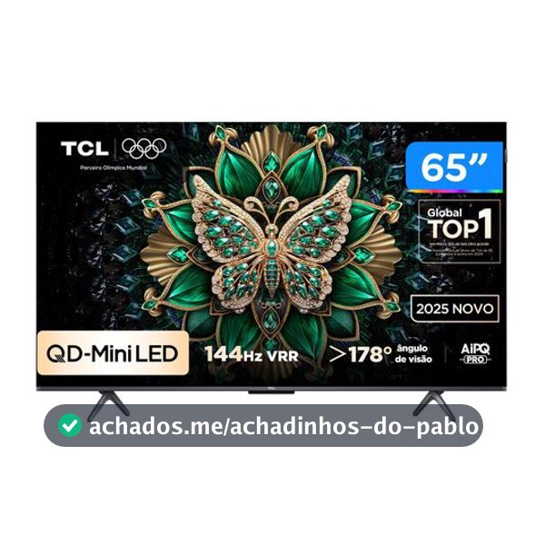Smart TV  65" TCL 4K UHD MiniLED 65C6K 120Hz Google TV AiPQ Google Assistente 4 HDMI 2 USB