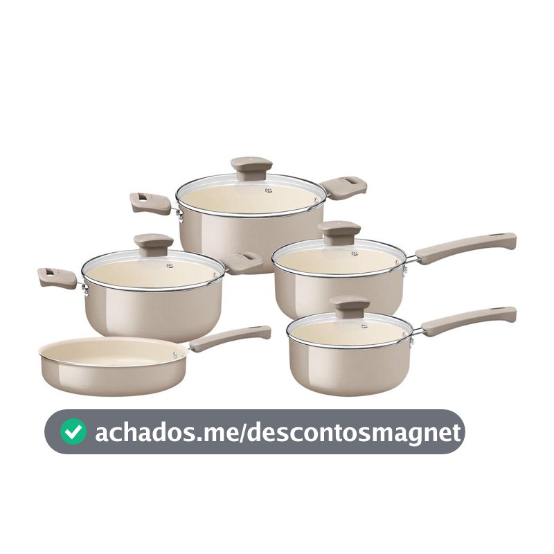 Jogo de Panelas Tramontina Revestimento Cerâmico de Alumínio Linho 5 Peças Veronese