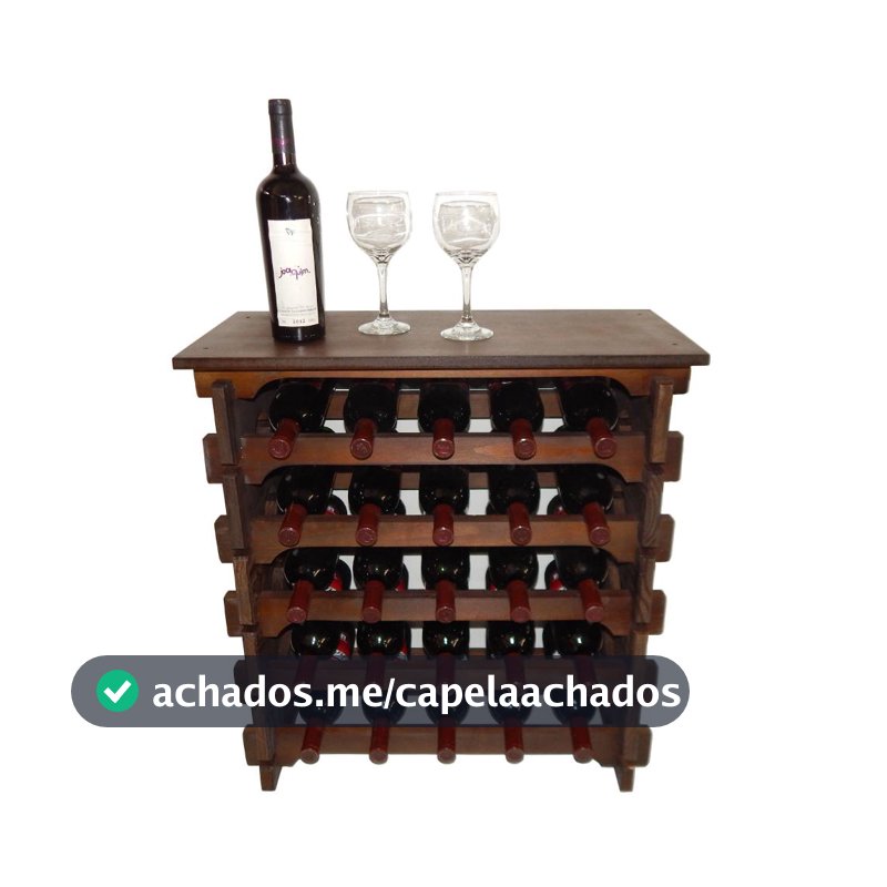 Adega Vinho Madeira 25 Garrafas Tipo Mesinha Cor Imbuia C05 - Cevey Adegas e Artesanatos - Adega de Vinho - Magazine Axadinhos99