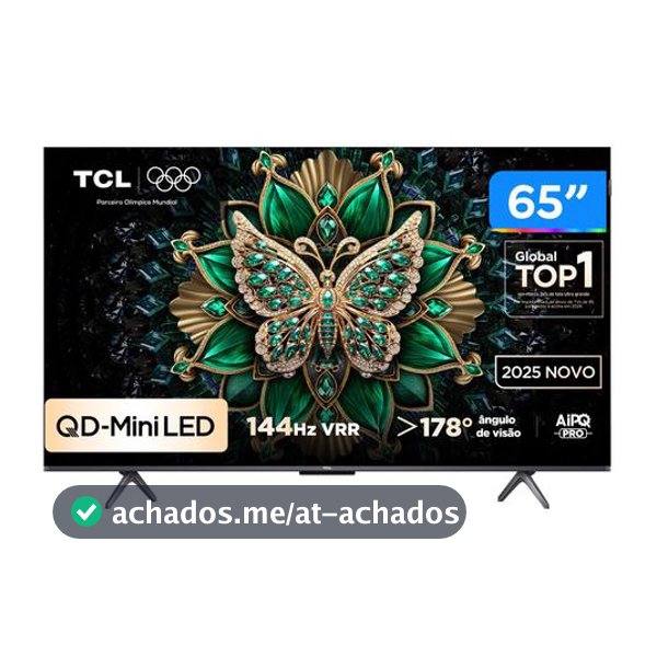 Smart TV  65" TCL 4K UHD MiniLED 65C6K 120Hz Google TV AiPQ Google Assistente 4 HDMI 2 USB
