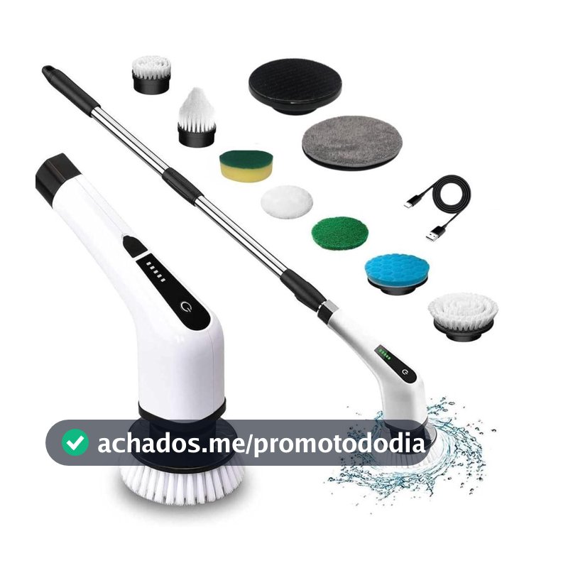 Escova De Limpeza Esfregão Mop Elétrico 9 Em 1 Giratório 360 Ajustavel Recarregavel Cozinha USB