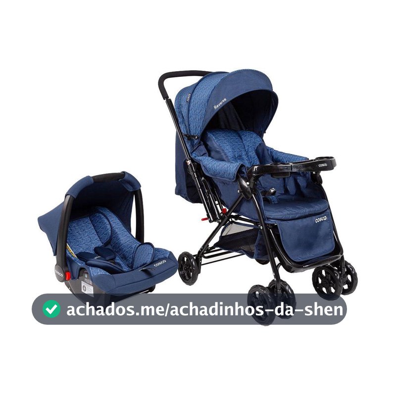 Carrinho de Bebê Alça Reversível com Bebê Conforto Cosco Kids