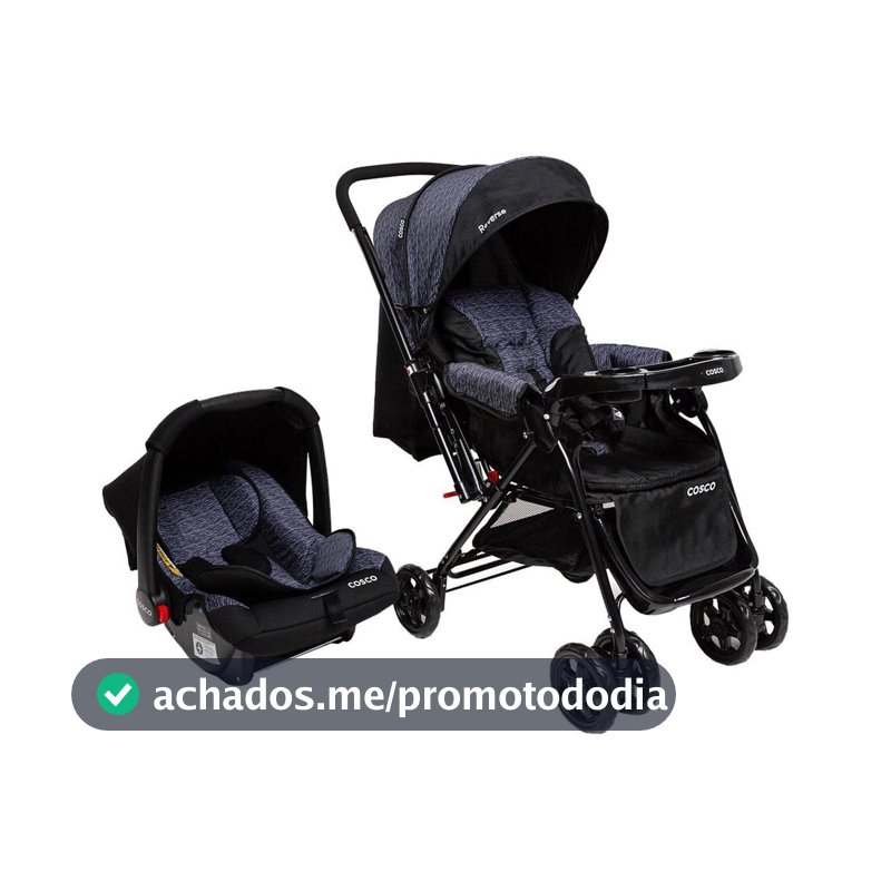 Carrinho de Bebê Alça Reversível com Bebê Conforto Cosco Kids