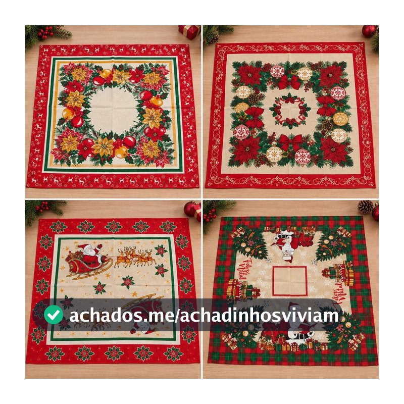 Kit Com 4 Toalhas De Chá Natalina Estampada Linhão Natal