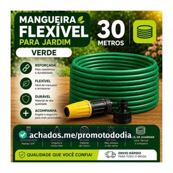 Mangueira Jardim 30 Metros Com Esguicho Trançada Reforçada Flexível Anti Dobra Irrigação Quintal