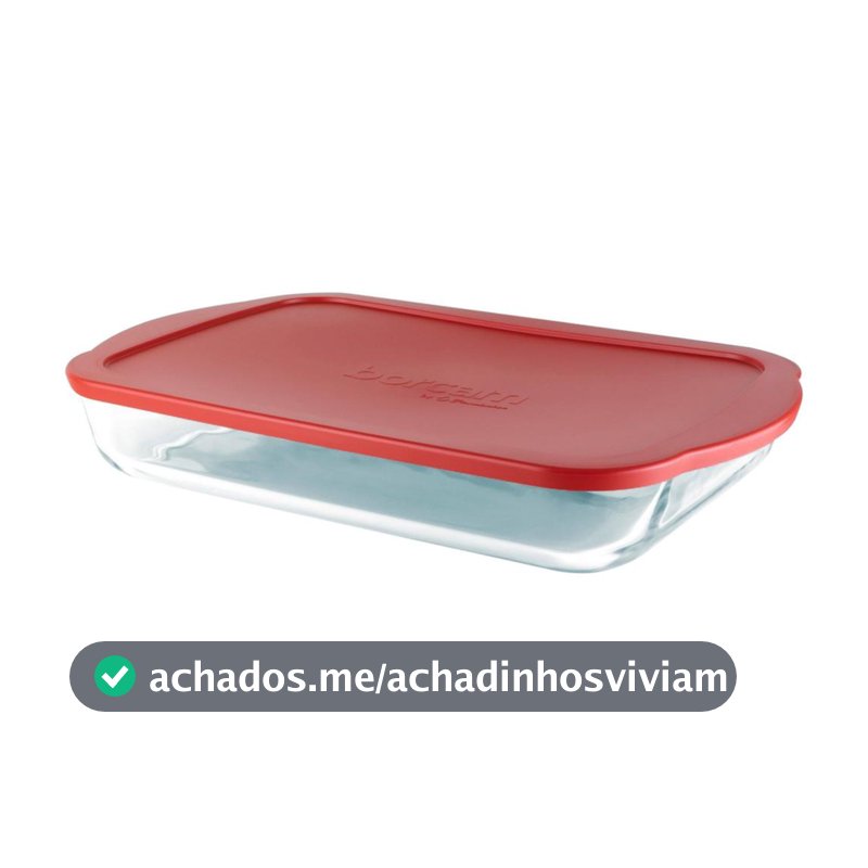 Travessa de Vidro com Tampa Retangular 41x6,5x26cm Pasabahce Borcam - Travessa / Refratário