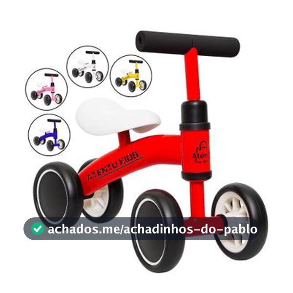 Bicicleta Infantil De Equilíbrio Sem Pedal 4 Rodas - ATENTU - Bicicleta de Equilíbrio