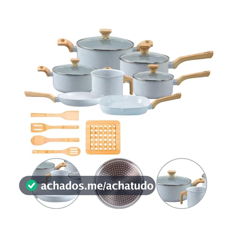 Jogo De Panelas Antiaderente Indução Style Cook 12 Peças Grafite Mimo