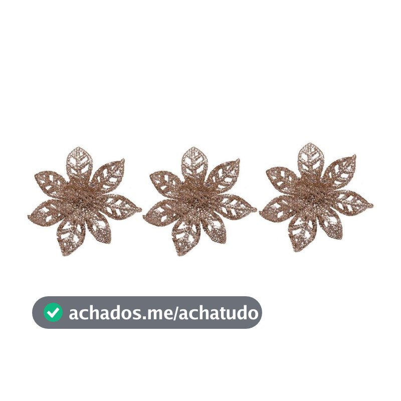 Kit 3 Enfeites para Árvore de Natal Flor - Casambiente - Enfeites para Árvore de Natal - Magazine Sacafarelli