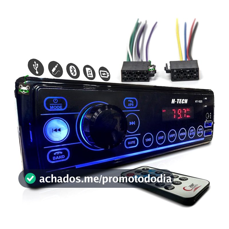 Rádio Som Automotivo Mp3 C/ Bluetooth 2 Usb's Aux Pen Drive