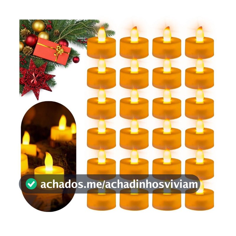 Kit Conjunto De 24 Mini Vela Led Chama Enfeite De Natal - MULTIART - Velas Decorativas - Magazine In_2936609