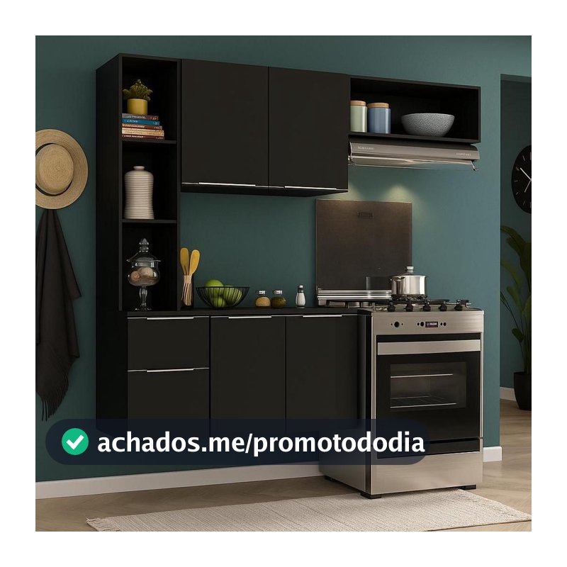 Armário de Cozinha Compacta Sofia Multimóveis Preta