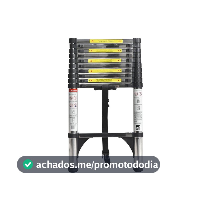 Escada de Aço e Alumínio Telescópica 10 Degraus 3,2m de Altura Nell KME1032SS