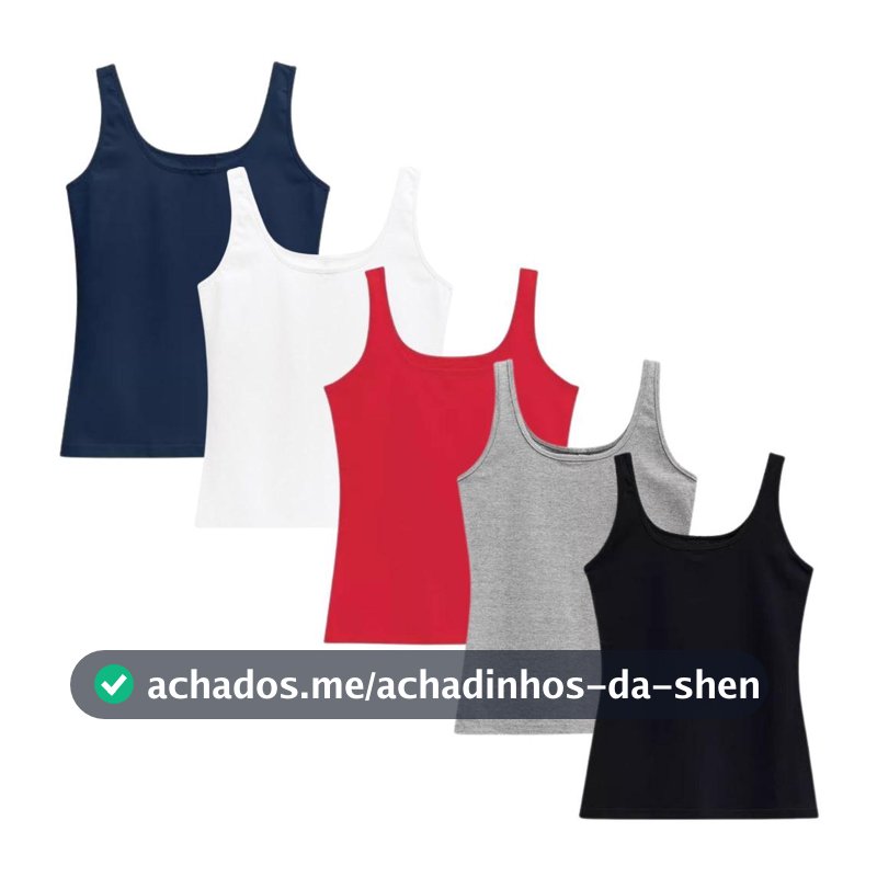 Kit com 5 Camisetas Regatas De Alça Grossa Básica Lisa