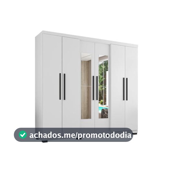 Guarda-roupa Casal com Espelho 4 Gavetas 6 Portas Araplac Braga