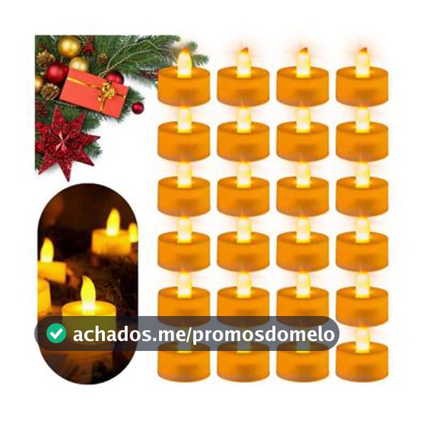 Kit Conjunto De 24 Mini Vela Led Chama Enfeite De Natal - MULTIART - Velas Decorativas - Magazine In_2936609