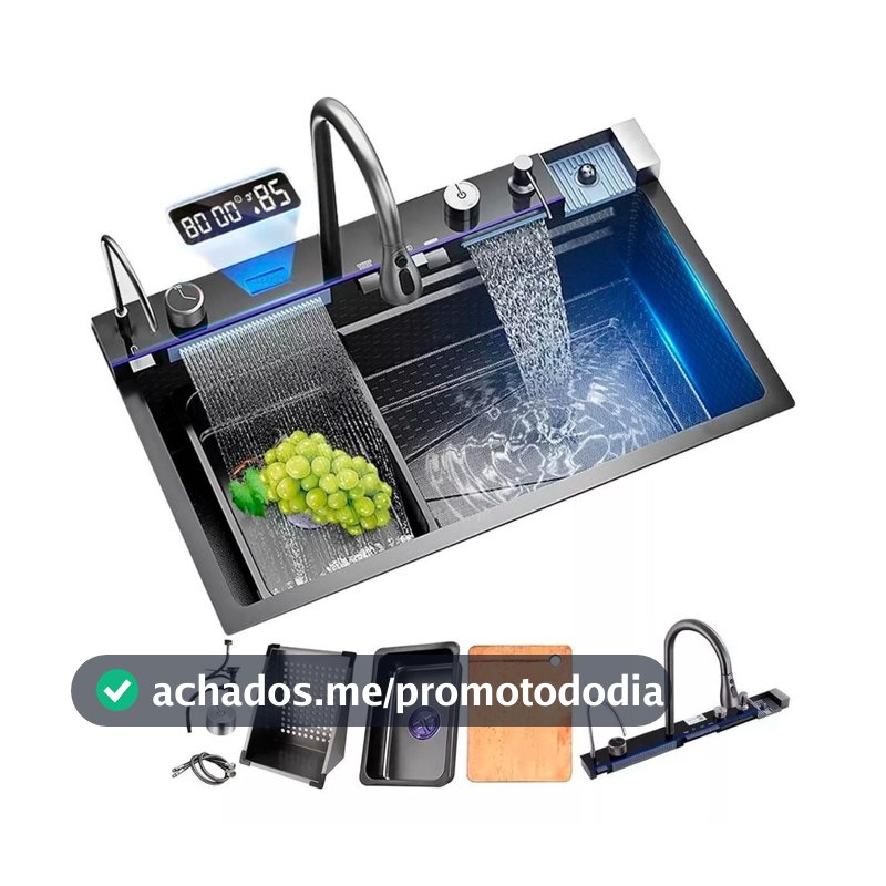 Cuba Kit Cascata Torneira Gourmet Inteligente Inox 304 Multifuncional Pia Cozinha Smart Completa Premium Monocomando Acessórios Com Garantia
