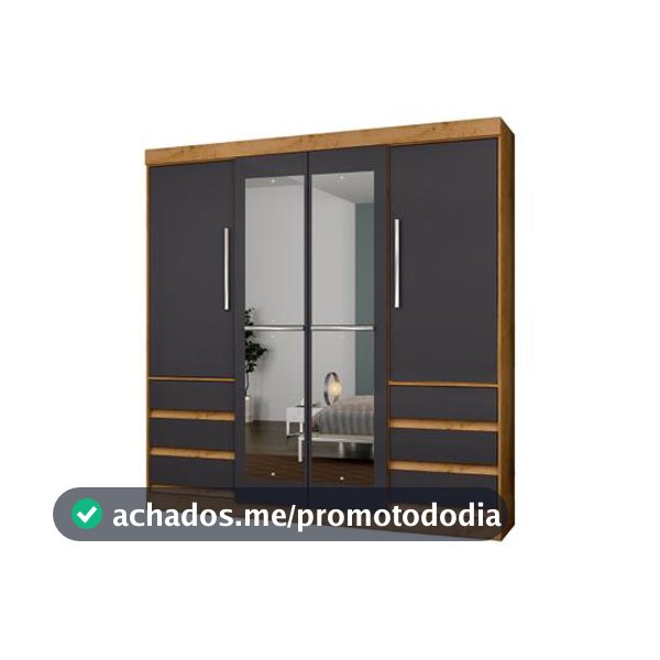 Guarda-roupa Casal com Espelho 4 Portas 6 Gavetas Araplac Atraente Sofia
